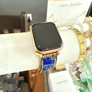 Apple Watch Band Smartwatch with Blue and Gold Band